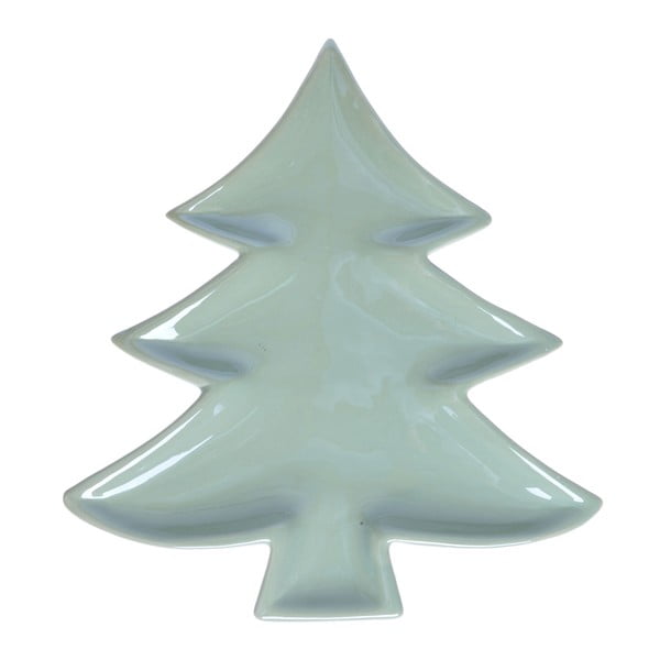 Farfurie din ceramică Ewax Christmas Tree, lungime 24 cm, verde