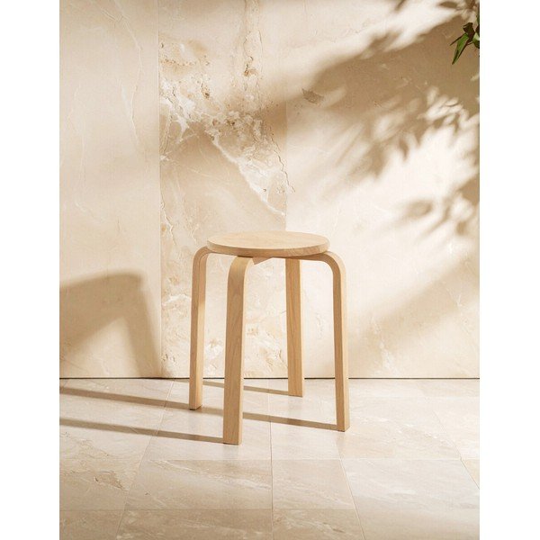 Scaun tip taburet în culoare naturală din lemn de arbore de cauciuc Heva – Premier Housewares-image-3