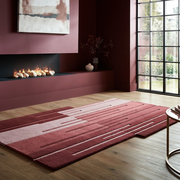 Covor burgundy țesut manual din lână 200x290 cm Split Ombre Shaped – Flair Rugs-image-1