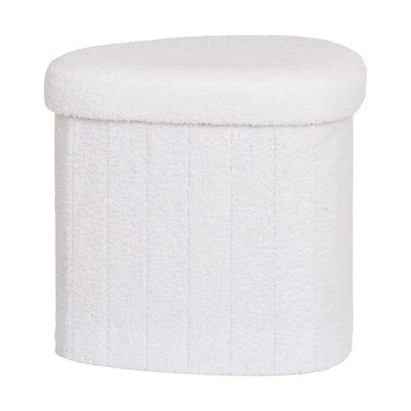 Taburet alb cu tapițerie din țesătură bouclé Medford – House Nordic-image-3