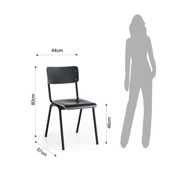 Scaune de dining negre 2 buc. Old School - Tomasucci-image-4