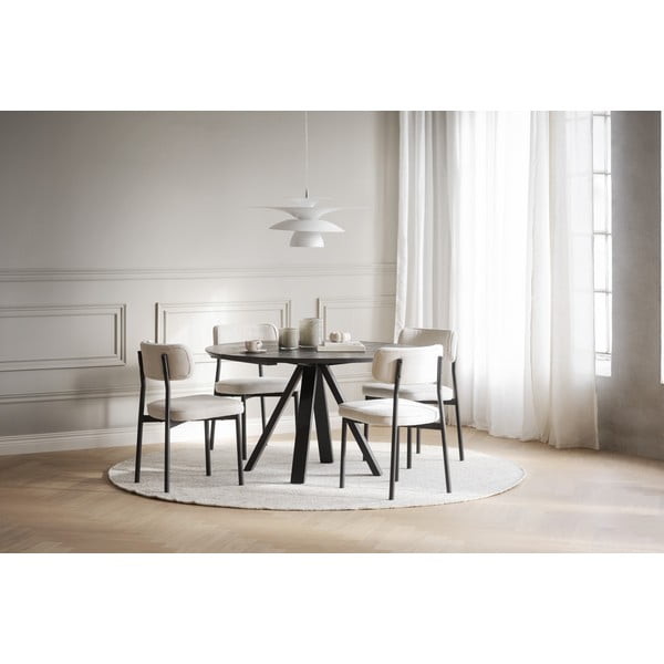 Masă de dining neagră rotundă cu blat din lemn de stejar ø 130 cm Carradale – Rowico-image-4