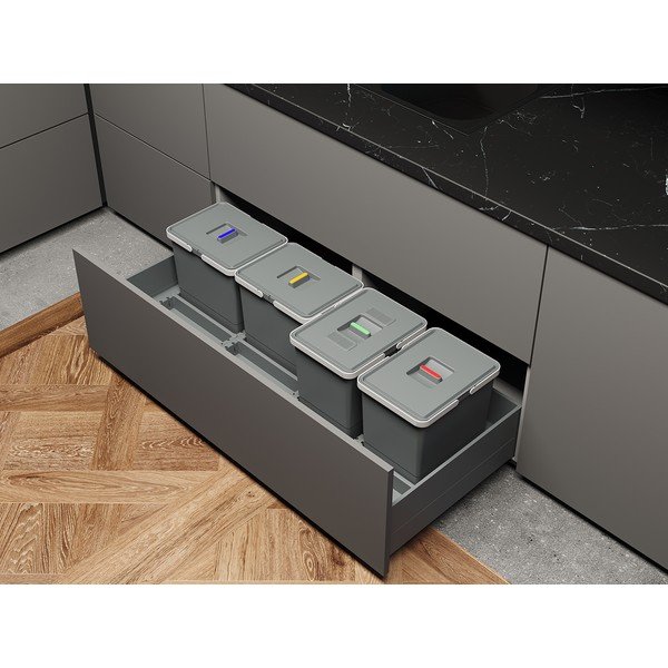 Coș de gunoi din plastic pentru deșeuri sortate/încorporat 15 + 15 l Metropolis - Elletipi-image-1