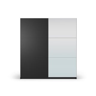 Dulap negru cu oglindă și uși glisante 200x215 cm Lisburn - Cosmopolitan Design