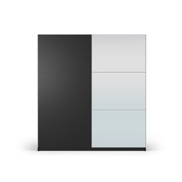 Dulap negru cu oglindă și uși glisante 200x215 cm Lisburn - Cosmopolitan Design