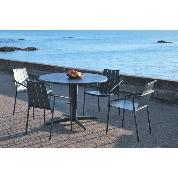 Masă  de grădină rotundă din aluminiu ø 110 cm Fleole – Ezeis-image-2