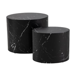 Măsuțe de cafea negre în set de 2 buc în decor de marmură 48x33 cm Mice - Actona