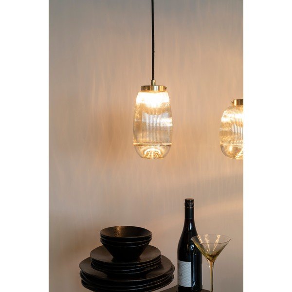 Lustră aurie cu abajur din sticlă ø 12 cm Robin - White Label-image-3