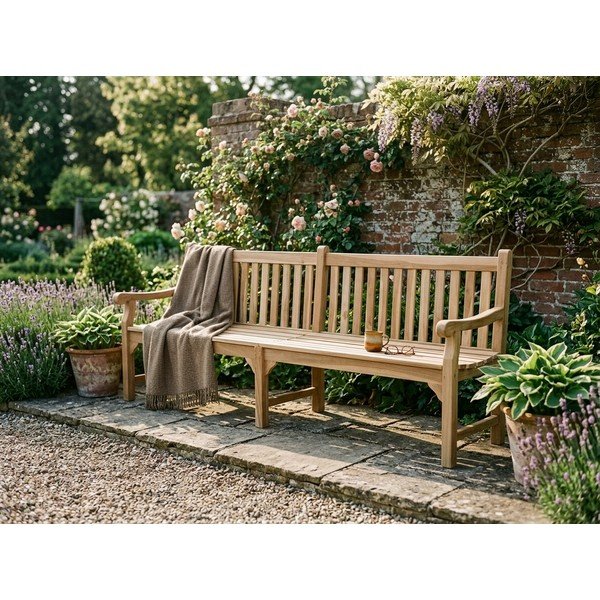 Bancă de grădină în culoare naturală din lemn masiv Madura – Garden Pleasure-image-1