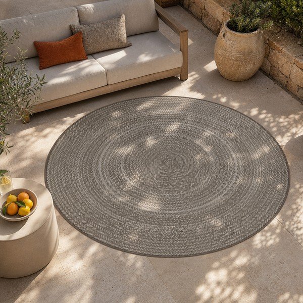 Covor pentru exterior Universal Silvana Rutto, ⌀ 120 cm, bej-image-4