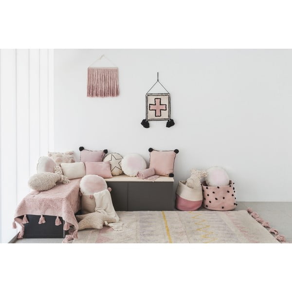 Covor pentru copii roz/crem lavabil/țesut manual din bumbac 140x200 cm Azteca Vintage Nude – Lorena Canals-image-1