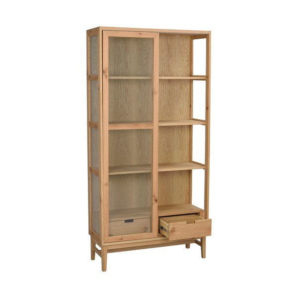 Vitrină natural  cu aspect de lemn de stejar cu ușă glisantă 100x203 cm Hazelton – Rowico-image-2