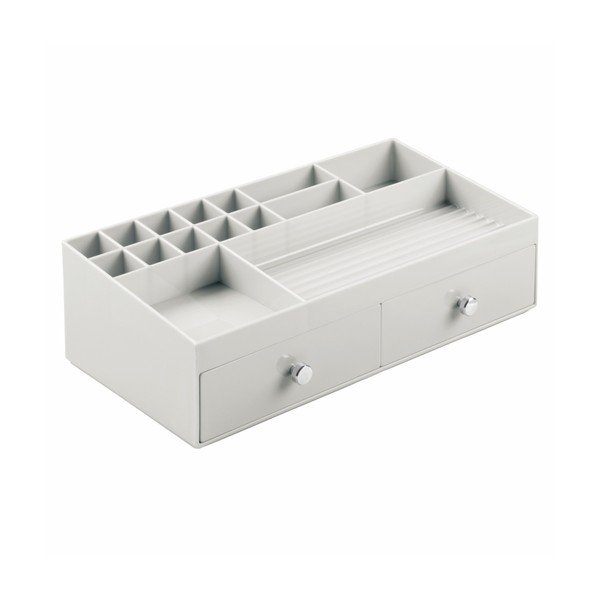 Organizator cu 2 sertare InterDesign Cosmetic Plus, alb-image-3