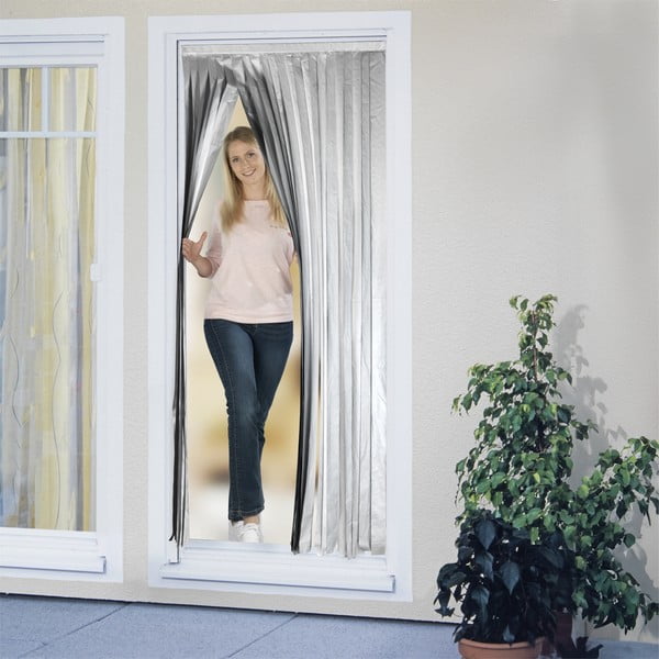 Draperie neagră/argintie termoizolantă 90x200 cm cu prindere la ușă – Maximex-image-3