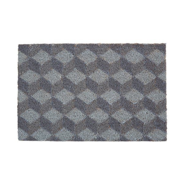 Covoraș de intrare din fibre de nucă de cocos 40x60 cm Grey Cube – Premier Housewares