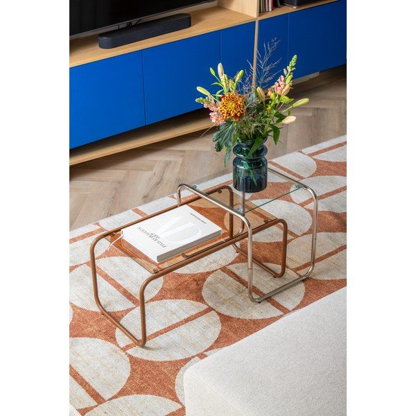 Măsuță de cafea maro cu blat din sticlă 40x80 cm Ventana – Leitmotiv-image-1