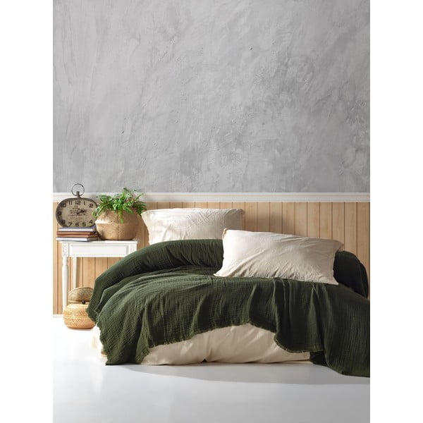 Cuvertură verde-închis din muselină 200x250 cm – Mijolnir-image-1