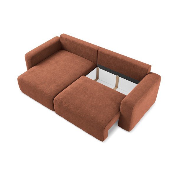 Colțar teracotă extensibil/cu spațiu de depozitare cu tapițerie din chenille (cu colț pe partea stângă/cu șezlong) Kona – Makamii-image-4