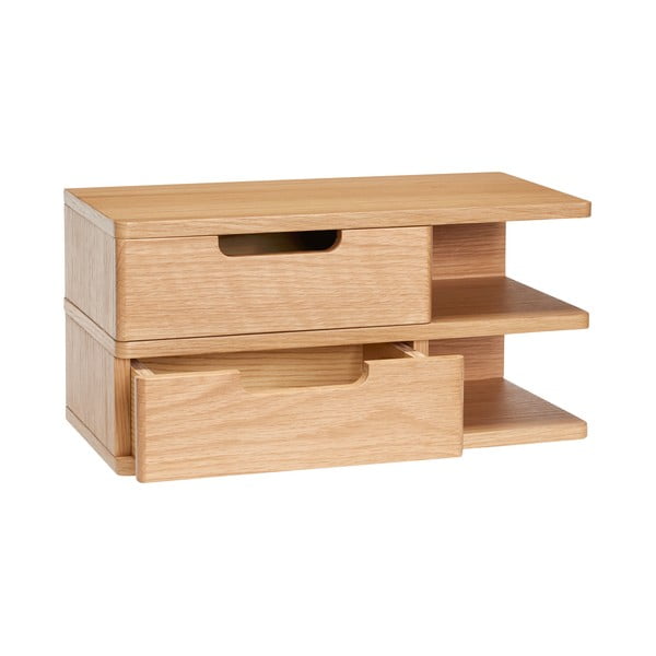 Noptieră în culoare naturală suspendată/cu rafturi cu aspect de lemn de stejar Öppen – Hübsch-image-2