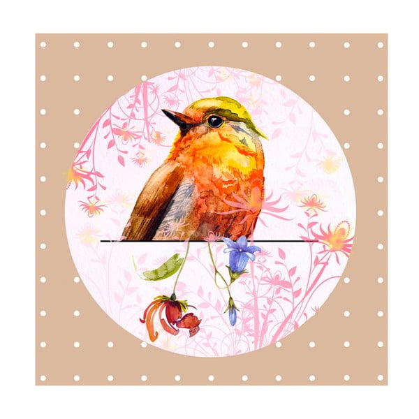 Tablou Ewax Orange Bird, 28 x 28 cm