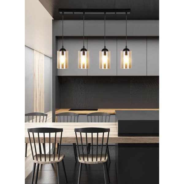Lustră neagră cu abajur din sticlă 10x65 cm Bistro – Candellux Lighting-image-2