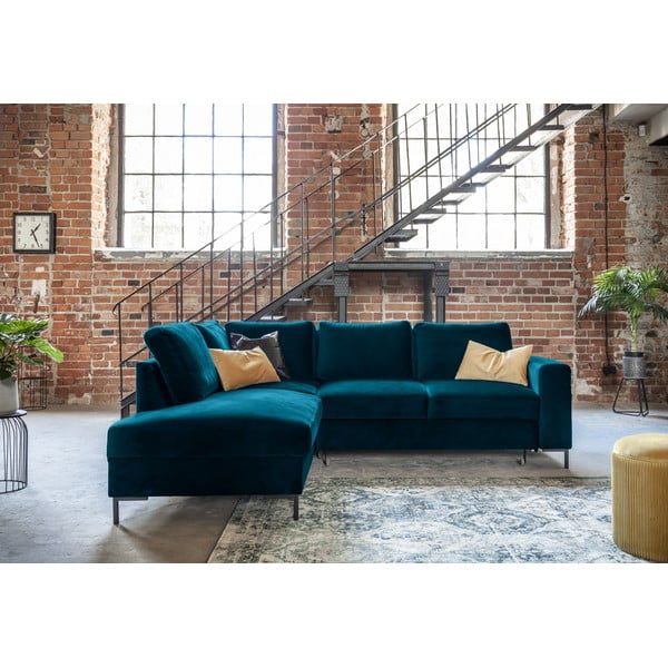 Colțar turcoaz extensibil cu tapițerie din catifea (cu colț pe partea stângă ) Lofty Lilly – Miuform-image-4