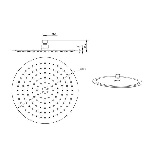 Cap de duș negru mat din oțel inoxidabil ø 30 cm Slim – Sapho-image-1