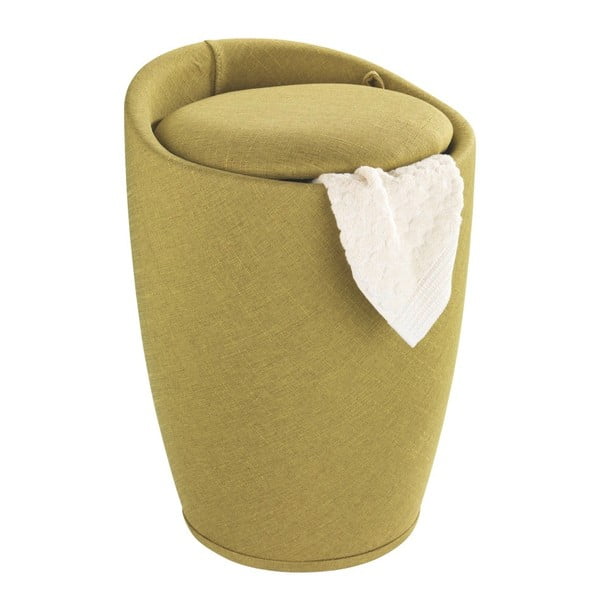 Coș de rufe și taburet, 2 în 1, Wenko Linen Look, verde-image-2
