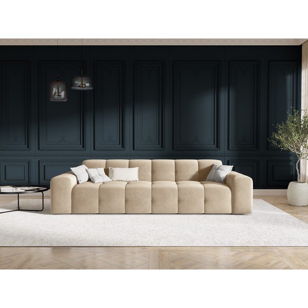 Canapea bej cu tapițerie din catifea 255 cm Kendal – Micadoni Home-image-1