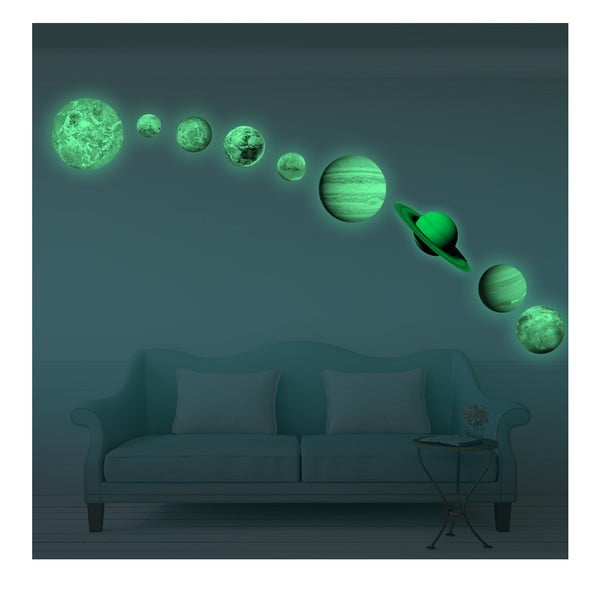 Set autocolante fosforescente de perete Ambiance Solar System-image-1