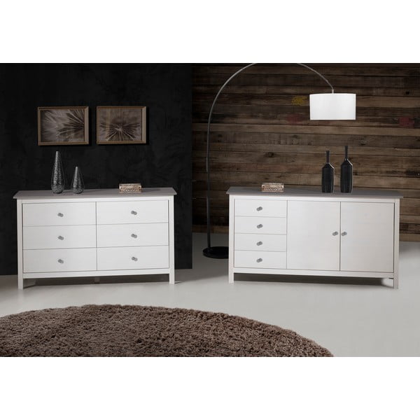 Comodă albă joasă din lemn de pin 130x80 cm Berna – Marckeric-image-4