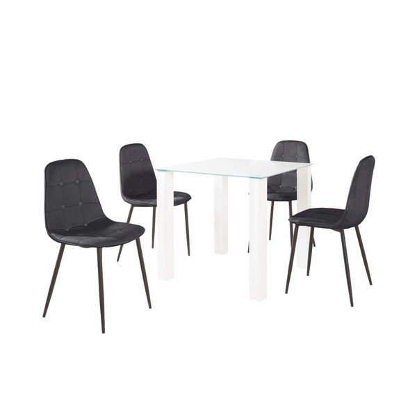 Set masă cu 4 scaune Støraa Dante, lungime masă 80 cm, negru