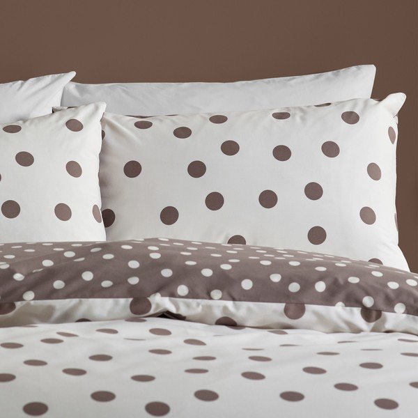 Lenjerie de pat albă/maro închis pentru pat dublu 200x200 cm Polka Dot – Catherine Lansfield-image-2
