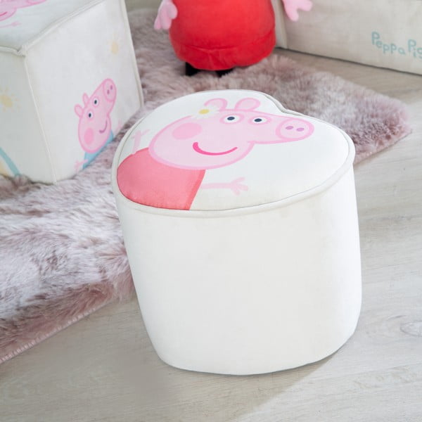Puf de copii alb cu tapițerie din catifea Peppa Pig – Roba-image-4