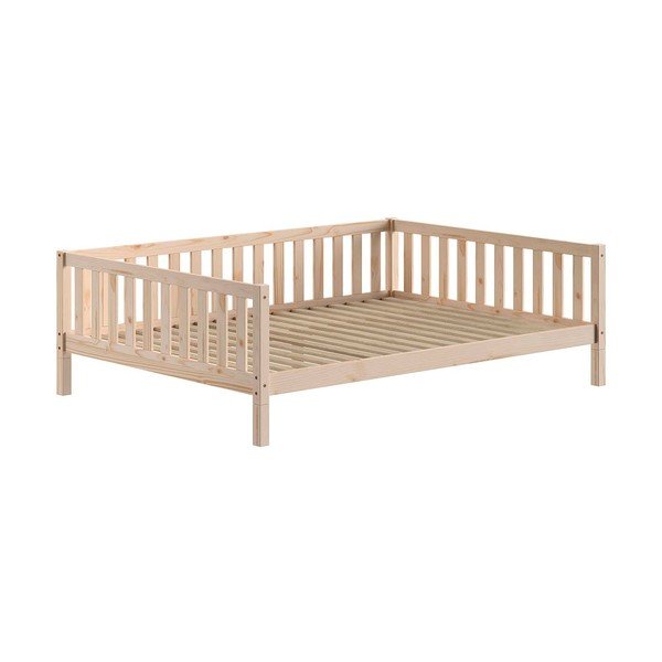 Pat pentru copii  în culoare naturală cu extensie suplimentară din lemn de pin cu spațiu de depozitare cu somieră 140x200 cm Dallas – Vipack-image-2