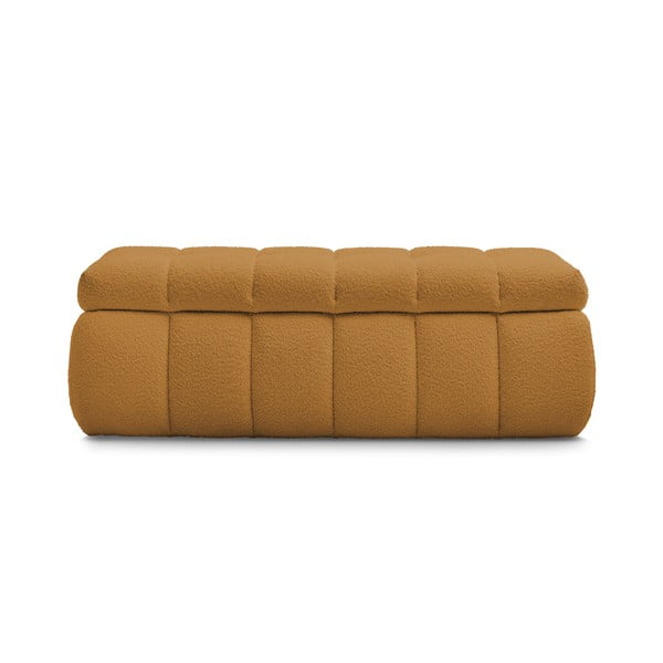 Bancă galben-muștar cu tapițerie din țesătură bouclé Mont Blanc – Bobochic Paris-image-4