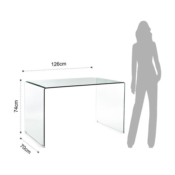 Birou din sticlă 70x126 cm Bend – Tomasucci-image-4