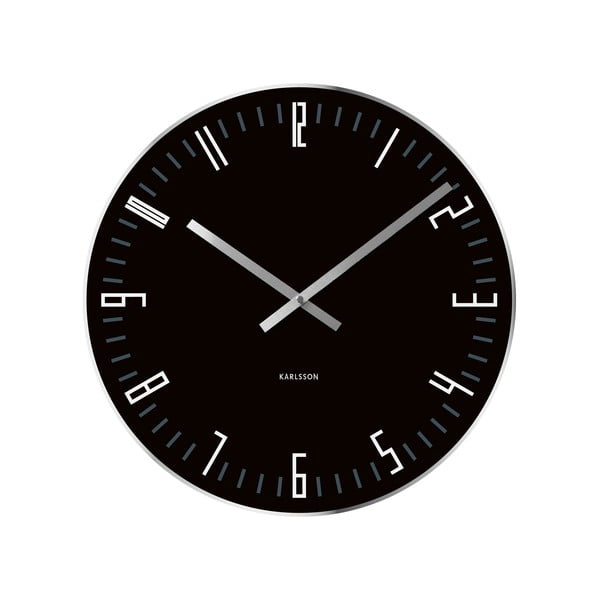 Ceas de perete Present Time Slim, negru 