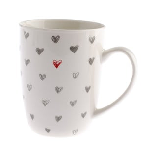 Cană din ceramică cu inimioare gri Dakls, 340 ml