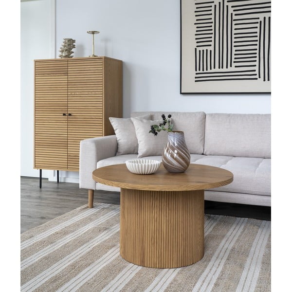 Măsuță de cafea în culoare naturală rotundă cu aspect de lemn de plop ø 80 cm Boavista – House Nordic-image-1