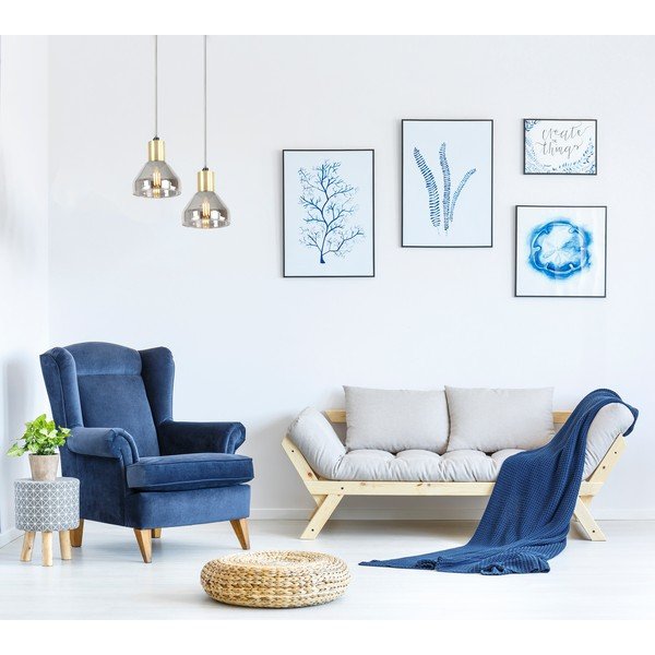 Lustră mov lavandă/aurie cu abajur din sticlă Gregory – Candellux Lighting-image-1