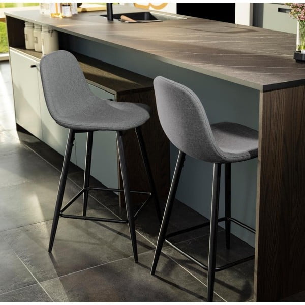 Scaune de bar gri-deschis 2 buc. tapițate (înălțime șezut 65 cm) Wilma – Actona-image-1