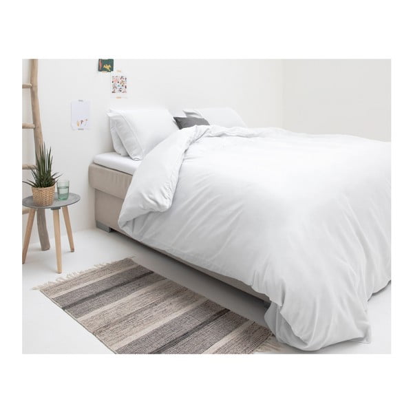 Lenjerie de pat din micropercal Zensation Satin Monte Carlo, 140 x 200 cm, alb-image-1