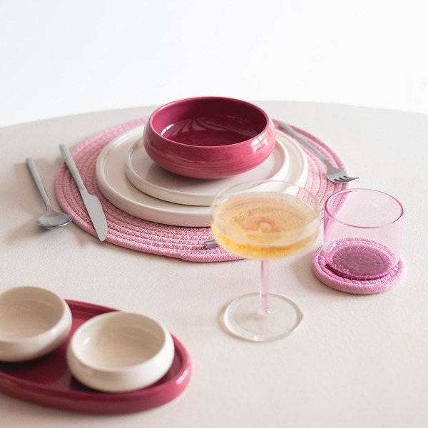 Coasters roz 4 buc. din material textil Piff – ONA-image-2
