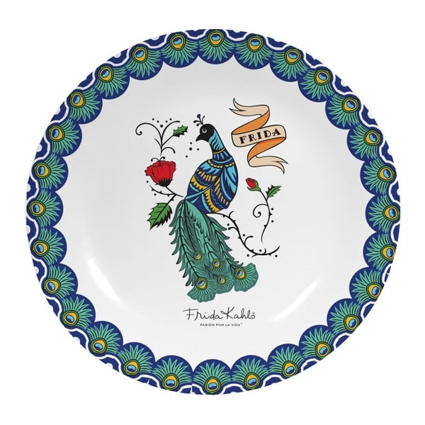 Farfurie decorativă din ceramică Frida Kahlo Peacock