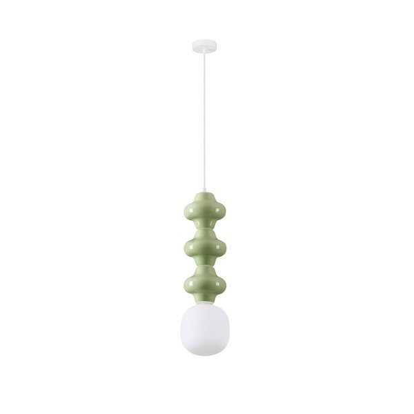Lustră albă/verde-deschis din ceramică cu abajur din sticlă ø 18 cm Clio – Nova Luce