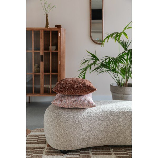 Bancă bej capitonată cu tapițerie din țesătură bouclé Noxx – White Label-image-1