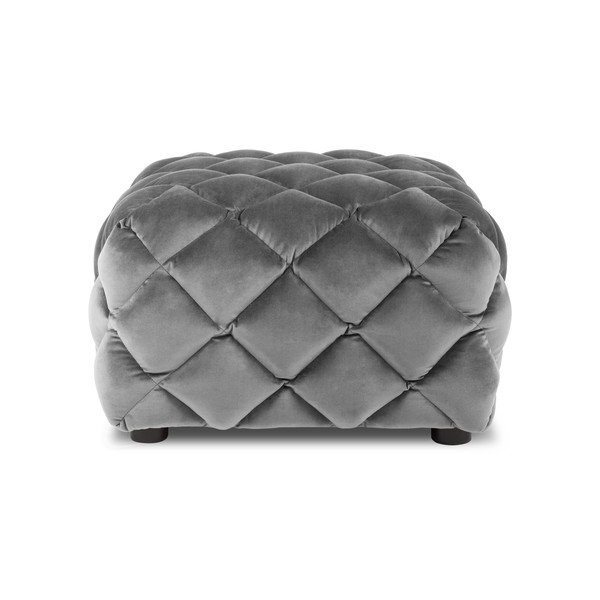 Taburet gri deschis cu tapițerie din catifea Flandrin – Interieurs 86-image-2