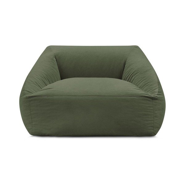 Fotoliu bean bag verde cu tapițerie din catifea reiată Lilibet – Bobochic Paris