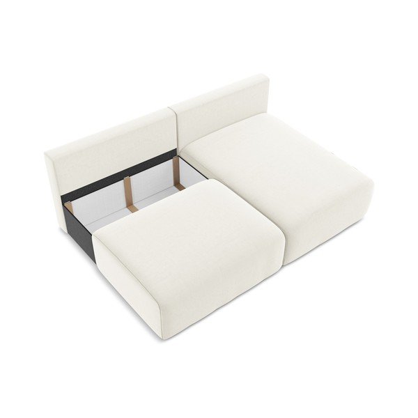 Colțar crem extensibil/cu spațiu de depozitare cu tapițerie din catifea (cu colț pe partea dreaptă/cu șezlong) Kalena – Makamii-image-4